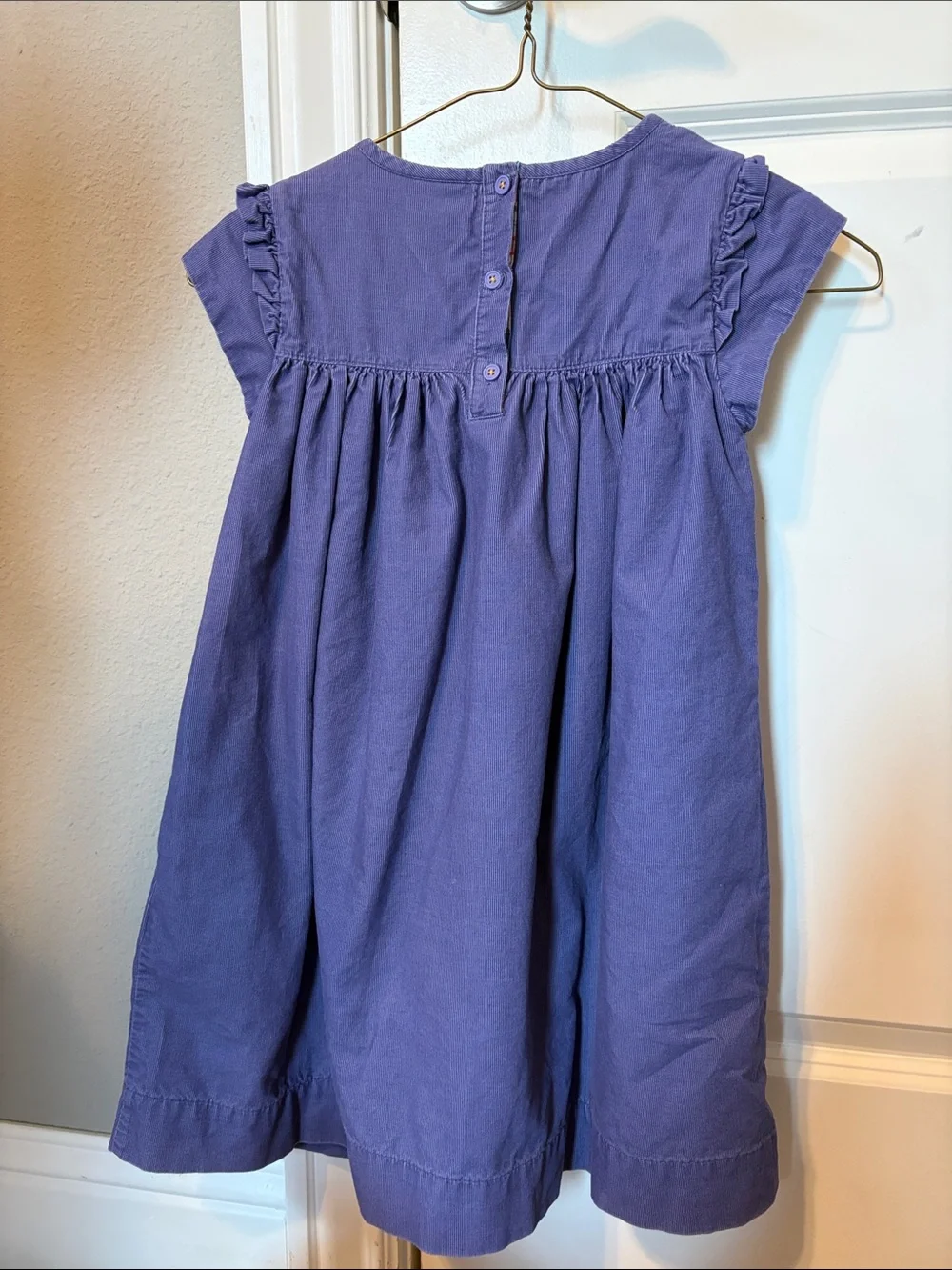 Mini Boden Lavender Purple Corduroy Dress with Floral Lining